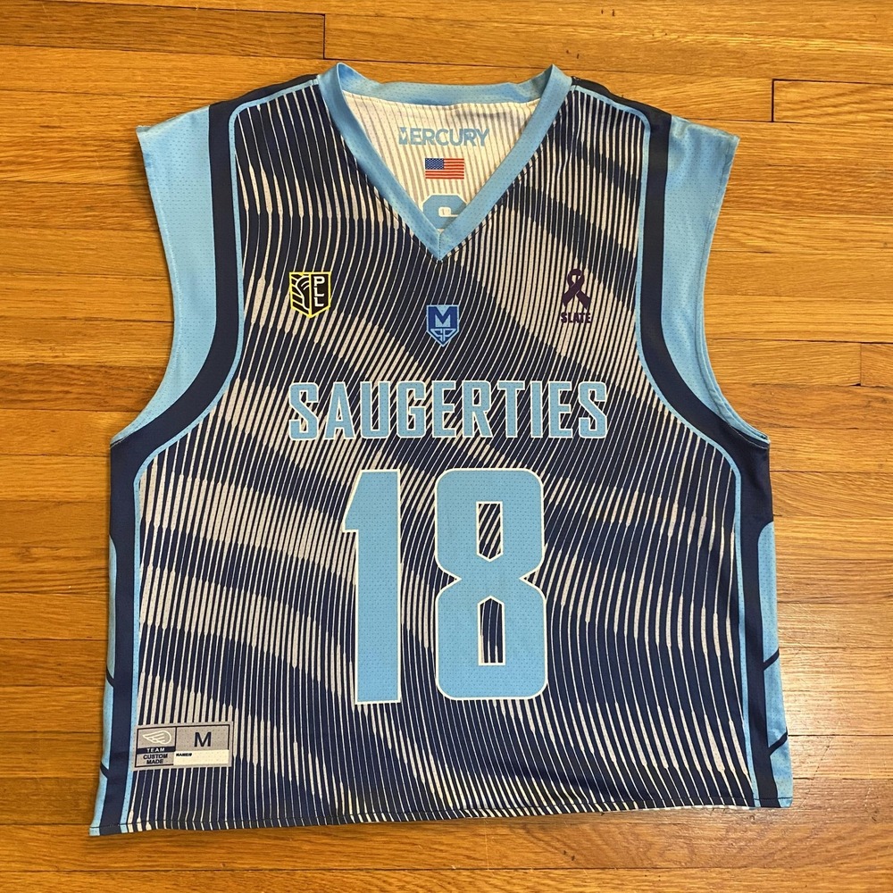 Mercury Saugerties Saylax Jersey Mens Medium Blue White Reversible Lacrosse